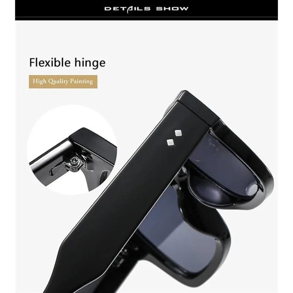 2025 Square Black Sunglasses 80's 90's Street Style Neutral Luxury‎ UV400 Lentes